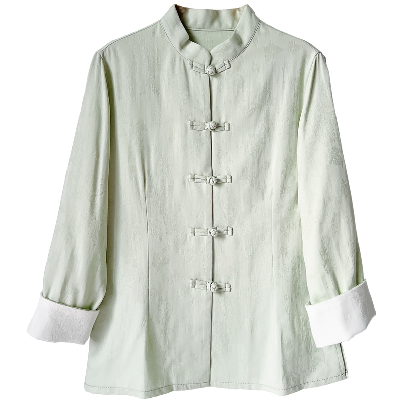 新中式衬衫女装春季唐装复古盘扣汉服开衫纯色禅衣茶服棉麻上衣