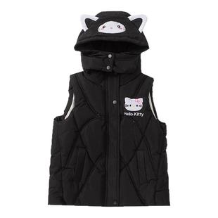 女童羽绒棉马甲2025秋冬款KT猫休闲绗线加绒加厚坎肩可爱外穿背心