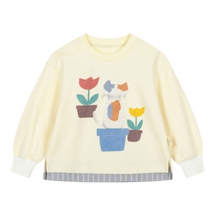 马拉丁童装儿童卫衣26春新款女小童原创艺术感躲猫猫假两件