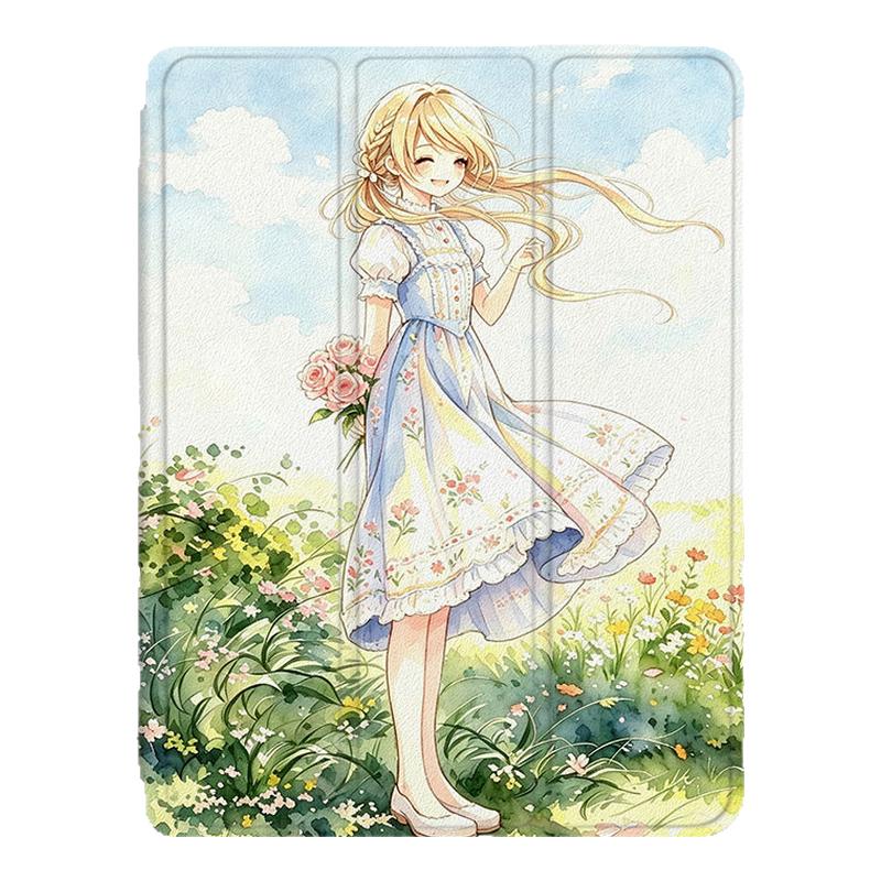 适用田园风少女华为matepad卡通Air可爱13平板GT/SE/m6荣耀Magic/z6/v8/7/x9/c5/10.4畅享2保护套pro壳11.5寸