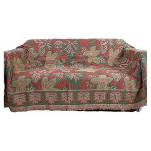 外贸出口油画风欧式特惠厚重线毯浪漫红绿两色织棉线毯子加厚床盖