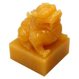 天然玉石黄玉貔貅官印财印帅印章钮玉玺摆件客厅玄关书房吉祥装饰