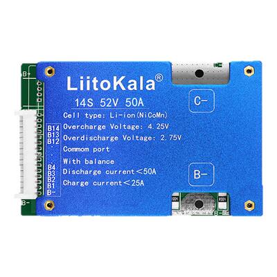 liitokala 锂池保护板 自动均衡电压14S-52V50ALi-ion电动车保护