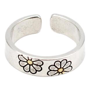 DEMONTEARS【雏菊】镀银复古小众设计戒指男女个性开口可调节指环