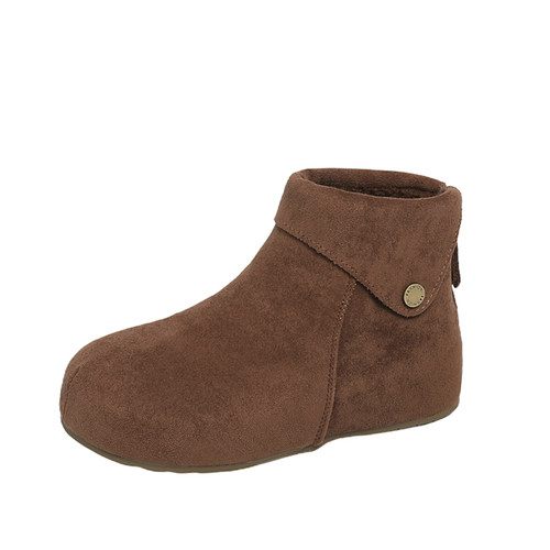 高帮勃肯鞋女2025冬季加绒保暖真皮软底复古内增高棉鞋雪地短靴子