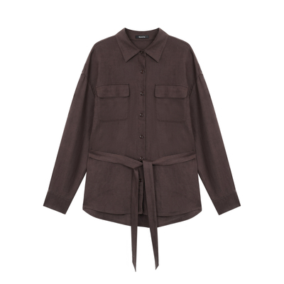 Maven Lin 精简流畅 莱赛尔亚麻长袖衬衫女宽松阔腿休闲裤套装