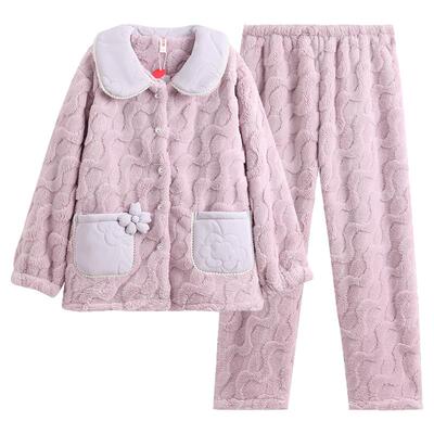 芬腾珊瑚绒女士睡衣秋冬加绒套装