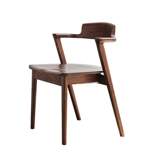 北欧白蜡木实木餐椅黑胡桃木半岛椅现代简约家用凳子靠背扶手椅子