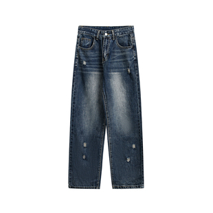 lemanism潮流美式破洞牛仔裤男款2026春季新款情侣款宽松休闲裤女