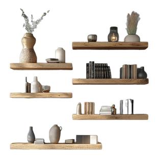 墙上置物架实木书架隔板上墙面一字隔板一字板置物架层板木板挂墙