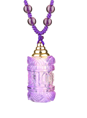 妙韵紫水晶六字真言嘎乌盒吊坠