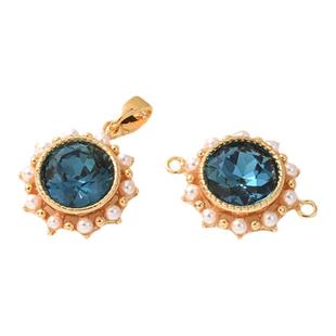 18K包金微镶锆石海洋之心吊坠手工diy珍珠手链配件项链吊饰材料