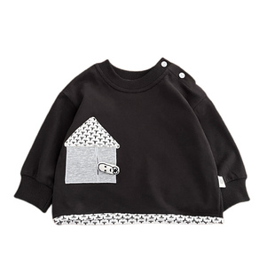 男宝宝春秋装韩版套装男童洋气时髦上衣T恤婴幼儿卡通假两件裤子