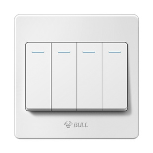 公牛四开双控开关面板单4开单控四位四联四控16A大功率卫生间按钮