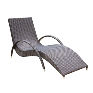 户外别墅泳池S型藤编躺床花园 露天阳台藤椅午休单人沙滩床躺椅