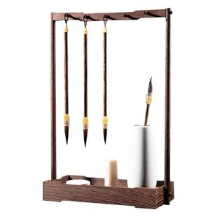 竹楠木鸡翅木兰斋毛笔笔架文房四宝专用毛笔挂收纳盒毛笔架子初学练书法儿童高档摆件入门练字笔墨纸砚小学生