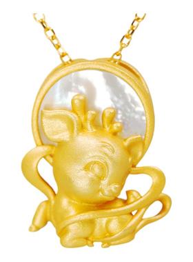 玉见敦煌九色鹿系列S925银镶和田白玉吊坠项链2021新款夏季锁骨链