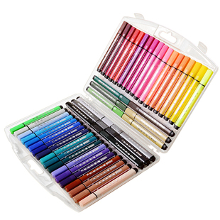 晨光水彩笔三角杆24色36色48色全套儿童幼儿园小学生专用画画套装无毒可水洗彩笔绘画套装软头带印章双头画笔