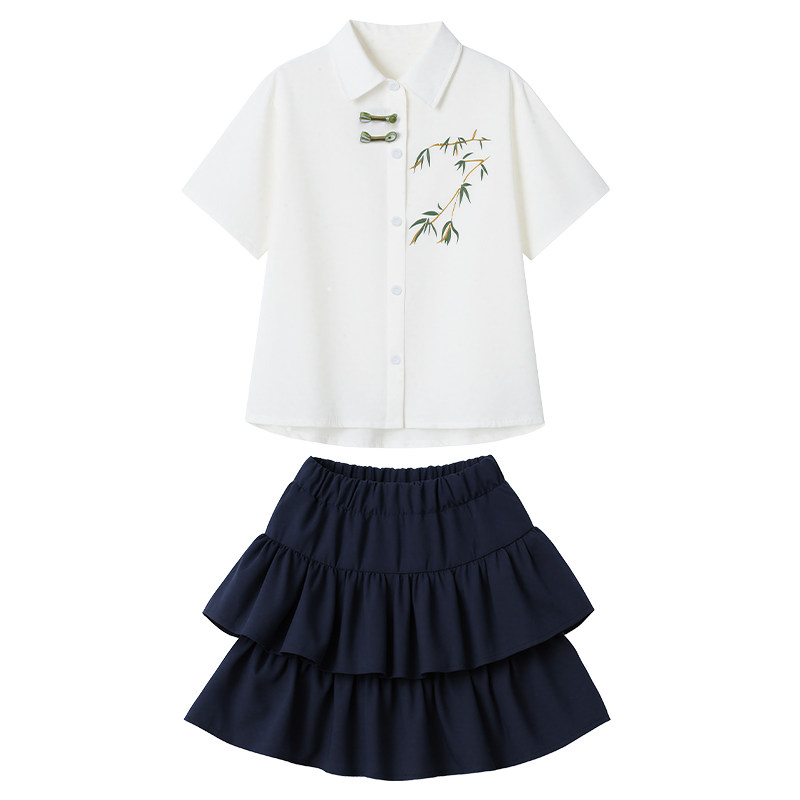 幼儿园园服夏季纯棉套装小学生校服古风短袖儿童新中式毕业照班服