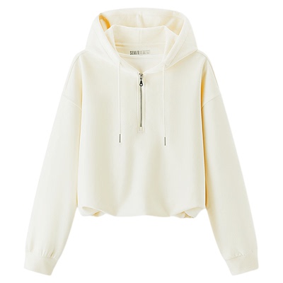 森柔棉|商场同款森马卫衣女短款花苞假两件2025新款oversize秋装