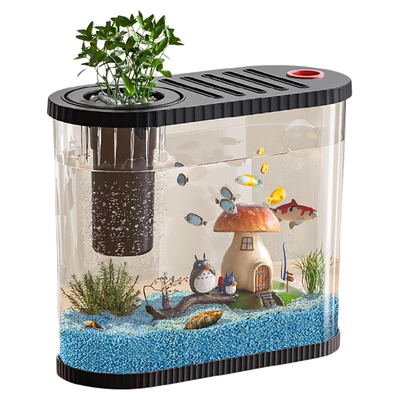 鱼缸小型客厅2025新款过滤制氧一体机生态造景金鱼缸桌面水族箱