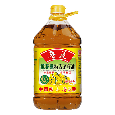 鲁花低芥酸特香菜籽油5L非转基因物理压榨桶装纯正菜油食用油