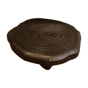 侘寂风实木茶盘干泡台民宿样板间客厅圆形托盘矮脚木平盘装饰摆件