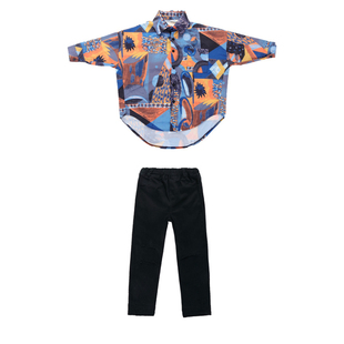 儿童T台走秀服嘻哈街舞潮衣碎花衬衫现代舞蹈服男女童帅气表演服