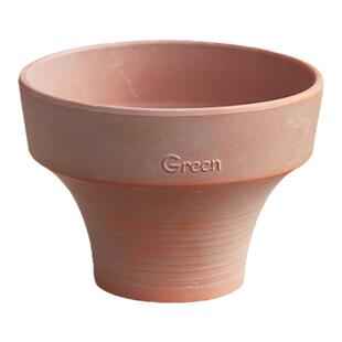 红陶花盆大口径矮盆种球盆田园文艺简约通用透气排水花园露台陶盆