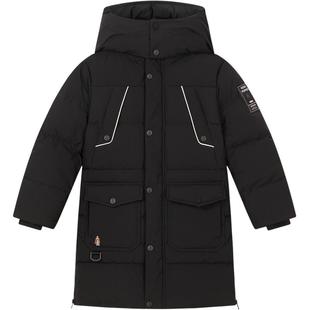 暇步士童装儿童长款羽绒服25冬新品男童保暖女童学院风户外羽绒服
