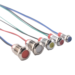金属指示灯6mm/8/10/12mm防水LED电源信号灯6V12V24V220V小型带线