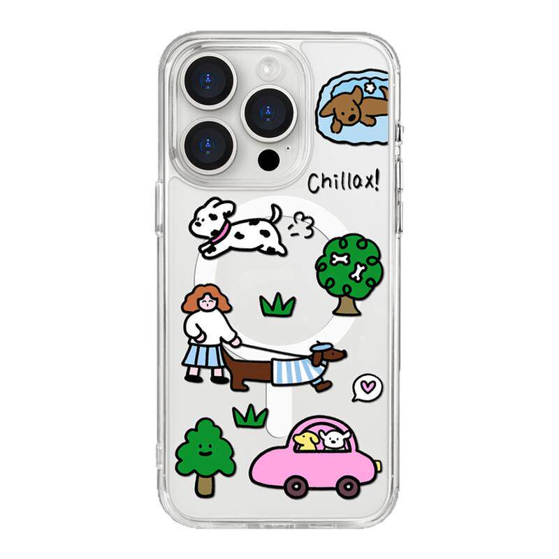benefit潮牌涂鸦遛狗女孩17适用于iphone16promax苹果15PRO黑色透明磁吸手机壳13新款14防摔保护套12情侣