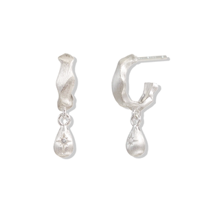 ASTRALIS·隐星｜拉丝水滴星芒耳环女原创设计耳钉高级感耳饰新款