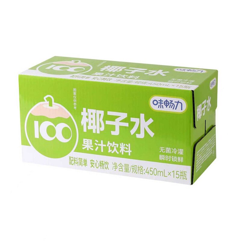 味畅力方瓶100%椰子水450ml*15瓶
