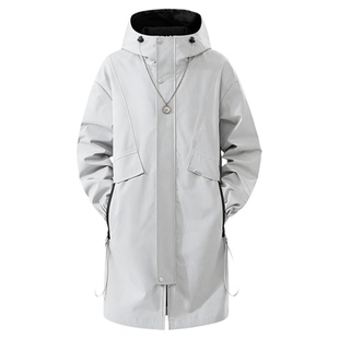 班尼路SK高端舒适休闲风中长款风衣男装户外春季连帽宽松外套男YS