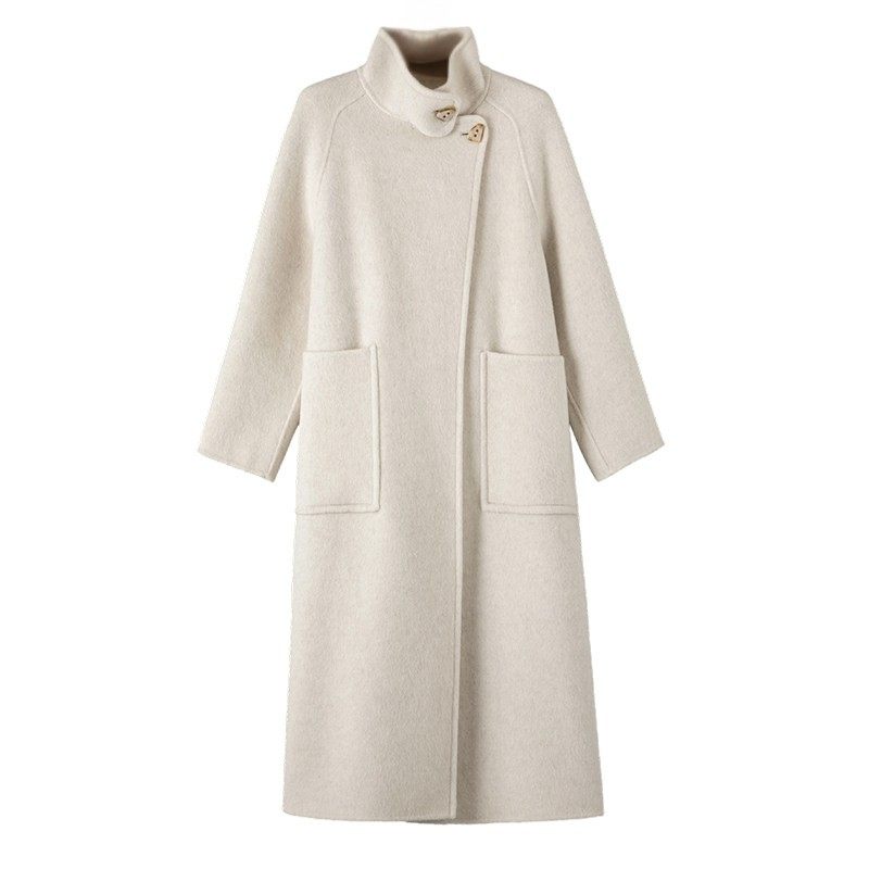 晚白2025年冬新款立领高级感气质洋气时尚通勤长款羊毛大衣外套女
