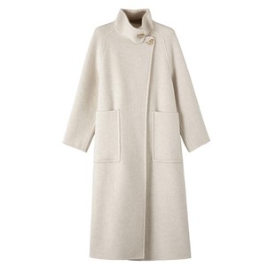 晚白2025年冬新款立领高级感气质洋气时尚通勤长款羊毛大衣外套女