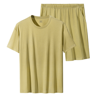 CarreKenbt冰丝感睡衣男士夏季薄款短袖短裤加肥大码家居服套装男