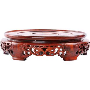 花瓶底座圆形木质陶瓷茶壶花盆景佛像鱼缸香炉实木摆件红木底座