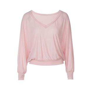 shemoda纯欲辣妹性感V领长袖T恤女 时尚百搭外穿宽松休闲罩衫上衣