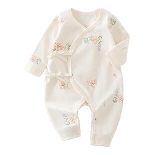 木植新生儿连体衣纯棉宝宝爬服衣服初生婴儿蝴蝶衣A类2025新款