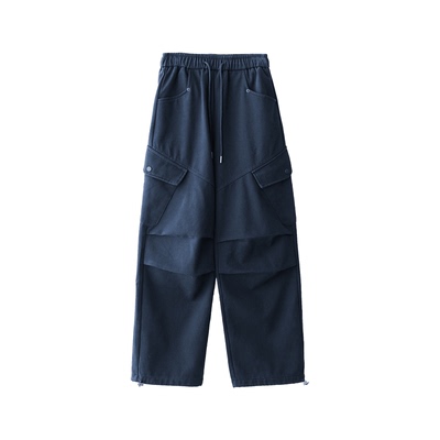 秋冬加绒加厚抽绳工束脚装裤