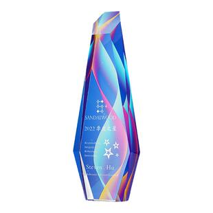 创意彩印水晶奖杯定制高档奖牌定做授权牌定制优秀员工颁奖纪念品