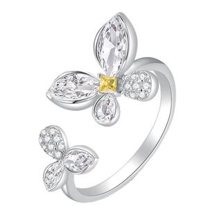 周大生*DC鸢尾蝶梦戒指纯银S925开口戒女轻奢精致食指戒生日礼物