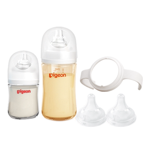 贝亲自然实感婴儿玻璃PPSU防胀气防呛奶瓶奶嘴套装官方旗舰店正品