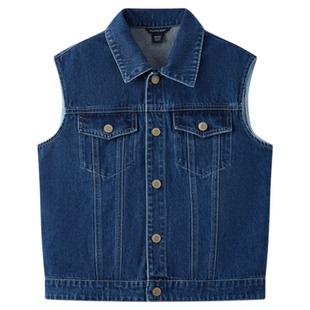 【100%棉】eland kids衣恋童装男童马甲2025年秋新品牛仔无袖外套