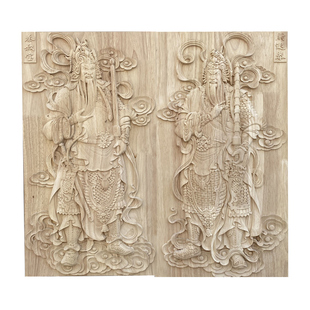 木质门神木板大门头长方形装饰画化解挂件乡村庭院入户门东阳木雕