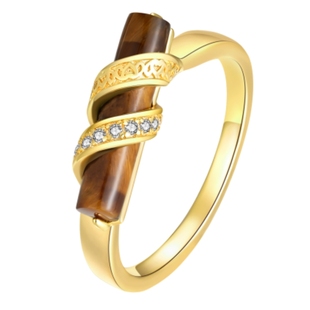 《流光》薾曼原创设计中古虎眼石戒指银镀金气质小众复古搭配指环