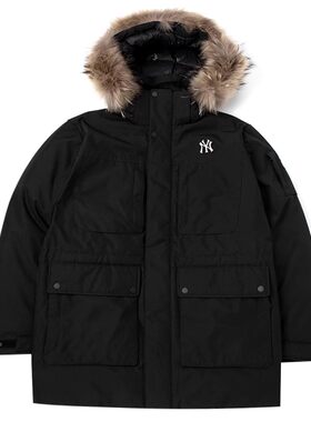 MLB鹅绒羽绒服男女装冬季保暖加厚防风衣毛领派克服外套3ADJB0836