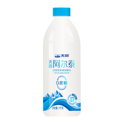 天润新疆低温酸奶阿尔泰0蔗糖饮用型风味发酵乳1KG*2瓶